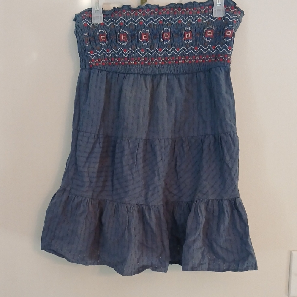 Blue Smocked Women's Skirt/Shirt